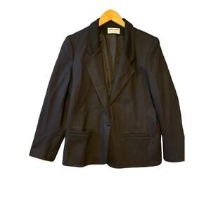 Alfred Dunner 100% Wool Black 1-Button Blazer Style Pea Coat Women's